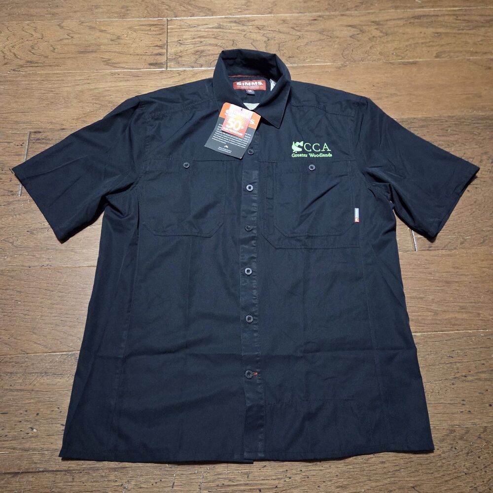 Simms Fishing Ebb Tide SS Shirt Black UPF M QuickDry Fish Outdoor Travel
